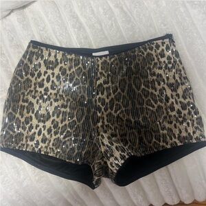 Le Lis High Waist Leopard Sequin Shorts